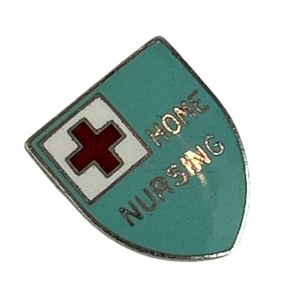 Vintage Home Nursing Shield Pin Badge Red Cross Design Turquoise Red Cross - Picture 2 of 5